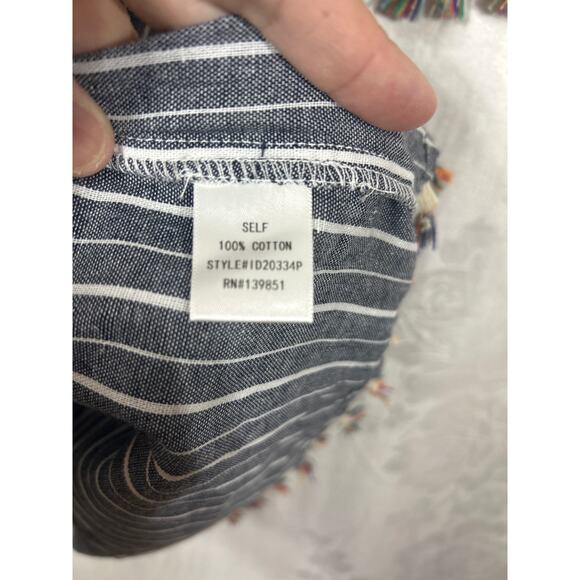 Oddy Shift Dress 3XL NEW Gray White Striped Embroidered Fringe Tassels - Picture 9 of 10